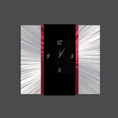 Metal Wall Clock Red