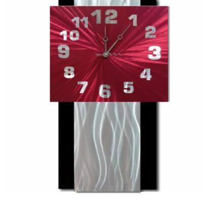 clock metal red
