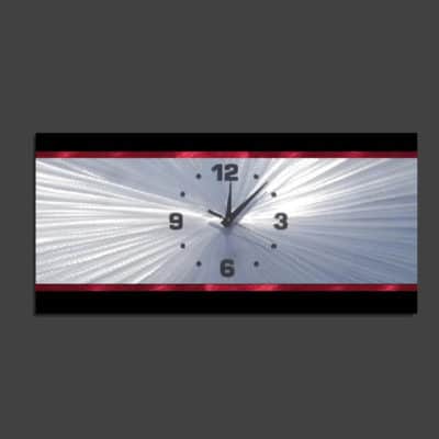 wall clock red metal art