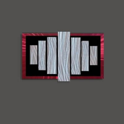 red black silver metal art