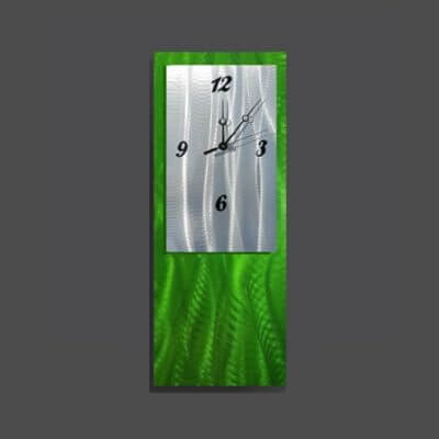 green metal wall clock