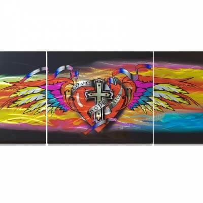 metal art love hope faith sign